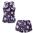 thumbnail image 4 of Xoenoiee Butterfly Flower Print Women's Tankini Swimsuit Tummy Control Two Piece Bathing Suit Push Up Modest Swim Suits with Shorts for Pool Swimming Beach, S, 4 of 7