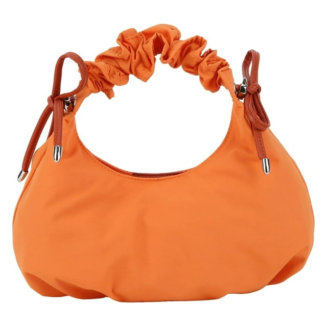 Canvas Armpit Bag with Drawstring Hobo Handbag Girls Underarm Bag (White)