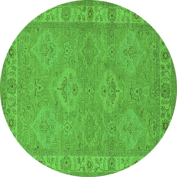 Ahgly Company Indoor Round Oriental Green Traditional Area Rugs, 3' Round