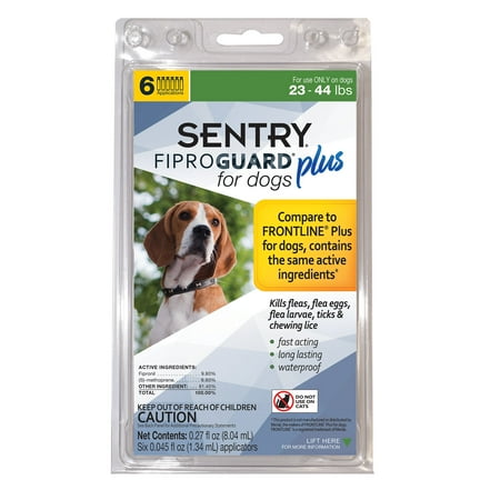 UPC: 0073091031666 | Sentry Fiproguard Plus Flea and Tick Squeeze-on for Dogs 23-44 Pounds 6 Count