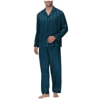 Men's Long Sleeve Pajamas Set with Turndown Collar 100% Polyester Comfort Home Outfit for Fall Winter​​