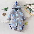 thumbnail image 2 of mgoYE Newborn Baby Boy Clothes Color Block Long Sleeve Zipper Hooded Romper Fall Winter One Piece Outfits(Grey,12-18 Months), 2 of 5