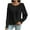 Black, variant on Drses Women's Hollow Out Lace Tunic Shirt Round Neck Long Sleeve Tops Solid Color Blouse
