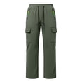 thumbnail image 5 of Women's Polyester Straight Leg Pants with Pockets, Mid Waisted Elastic Drawstring Multi Pocket Pants, Casual Business Outdoor Work Long Pants | VerBelle,Army Green L, 5 of 5