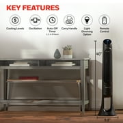 مروحة برجية متذبذبة من Honeywell 40 Black Quiet Set، قوة دوران الهواء 30 قدمًا، 5 سرعات، مؤقت إيقاف التشغيل التلقائي، HYF260B