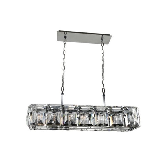 390465SL-Kalco Lighting-Giada - Seven Light Island   Stainless Steel Finish with Clear Seeded Glass