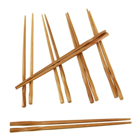 

BambooMN 9 Premium Reusable Japanese Bamboo Chopsticks Carbonized Brown - Twisted 36 Pairs