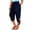 Navy, variant on Women High Waisted Capri Pants with Pockets Tie Knot Straight Leg Cropped Trousers Summer Casual Beach Vacation Pull on Elastic Waist Crop Pants, Beige, XXL