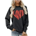 thumbnail image 2 of Women Crew Neck Pullover Oversized Hoodie Dress Zip up Sweatshirts for Women 2026 Heart Graphic Print Round Neck Long Sleeve Blouse Valentines Day Fall Winter Pullover M, 2 of 7