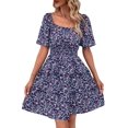 thumbnail image 1 of Vestido PRETTYGARDEN 2025 Floral de Verano con Escote Cuadrado Talla S - Azul, 1 of 8
