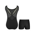thumbnail image 2 of Moggemol Ensemble de Danse Patchwork en Maille Transparente pour Filles, Justaucorps Sans Manches avec Short Noir 14, 2 of 7