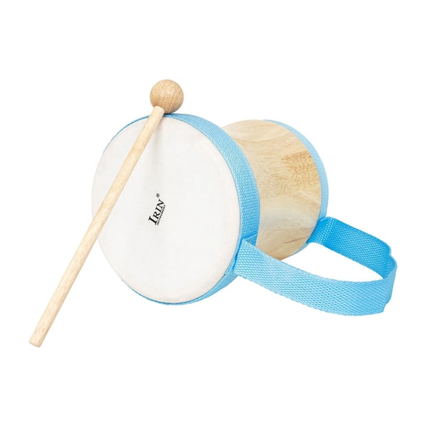 Juego de batería de instrumentos musicales con correa de transporte, tambor de madera para niños, juguete para niños Azul