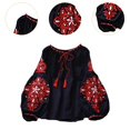 thumbnail image 6 of Segolike Women's Mexican Embroidered Tops, Elegant Bohemian for Beach Office Party Outdoor Dark Blue, 6 of 8