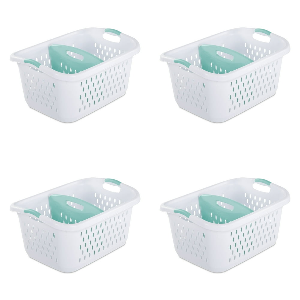 Sterilite 2.2 Bushel Divided Laundry Basket White Set of 4 Walmart