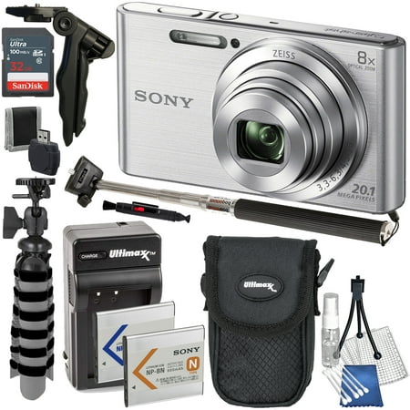 Sony DSC-W830 20.1MP Digital Camera (Silver) - 12PC Accessory Bundle
