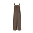 thumbnail image 5 of ZQUUVOU Women's Jumpsuit Casual Solid-Color Button Pocket Long Trousers(Brown,M), 5 of 7