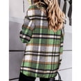 thumbnail image 2 of Camisa de manga larga con botones para mujer, blusa informal de moda con cuello vuelto a cuadros, blusa con bolsillo verde M, 2 of 3