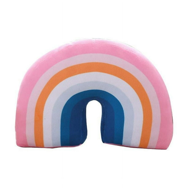 Almohada en forma de U de arcoíris para niños, cojín para el cuello, soporte para la cabeza, juguete de peluche para dormir, decoración de la habitación de los niños