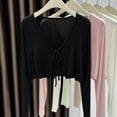 thumbnail image 2 of VISALY Cropped Cardigan Long Sleeve Cardigan Women's Thin Feel Sun Clothes Women's Mm Summer Ice Blouse Cardigan with Shawl Jacket Shirt Open Front Cardigan Thin Cardigans Lightweight Black L, 2 of 6