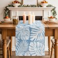 thumbnail image 2 of Palm Tree Monstera Table Runner 36 Inches Long,Sky Blue Leaf Boho Botanical Tropical Cotton Linen Table Runners Dresser Scarves,Fabric Tabletop Scarf Furniture Cover for Home Dinner Party 13"x36", 2 of 9