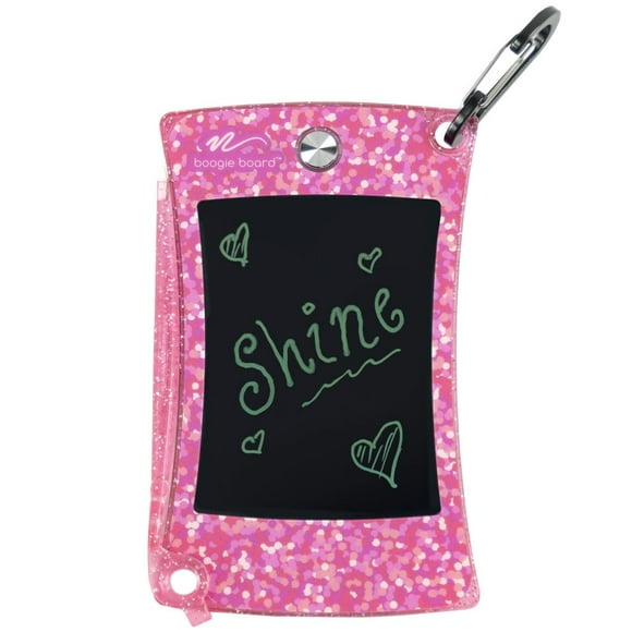 Boogie Board Jot Tablette d'Écriture de Poche - Tableau de Dessin Essentiels de Voyage pour Enfants Écran LCD Stylet Effaçable Instantané Support de Dessin Jouet Éducatif pour Filles Garçons Cadeau d'Anniversaire Collection Scintillante, Rose