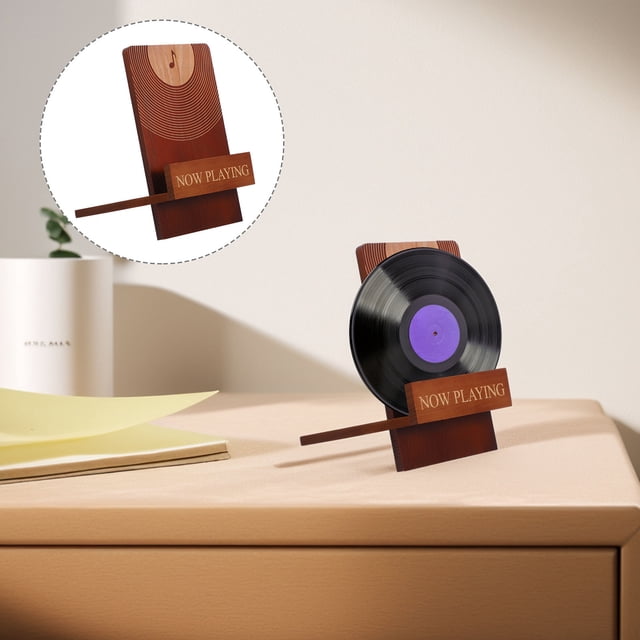 FESTFENDS Multifunctional Brown Vinyl Record Storage Stand for Desktop Display and Organization