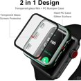 thumbnail image 2 of 2 Piezas Compatibles con Caja Apple Watch Series 1/2/3 44mm, [Cobertura Completa] Protector de Pantalla de Vidrio Templado Antirrayas + Funda Protectora de Parachoques de PC para iWatch Series 1/2/3 44mm - Verde Rojo Verde, 2 of 5