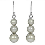 Earth Gems Jewelry Pearl Earrings Pearl Dangling Earrings Sterling Silver Earrings Round Gemstone Earrings for Women