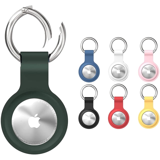 Silicone Case for AirTags, Soft Rubber Shockproof Protective Skin Cover with Keychain Compatible with Apple AirTags – for Accessories Key-Ring, Wallet, Luggage, Pet Collar (Green)