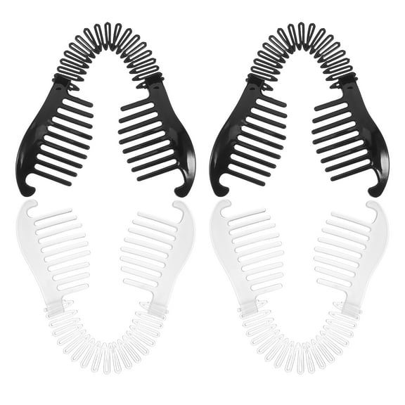 Raindrops 4pcs Plastic Flexible Interlocking Banana Clip Clincher Elongated Ponytail Holder Two Sides Hair Comb Girls Hair Accessories