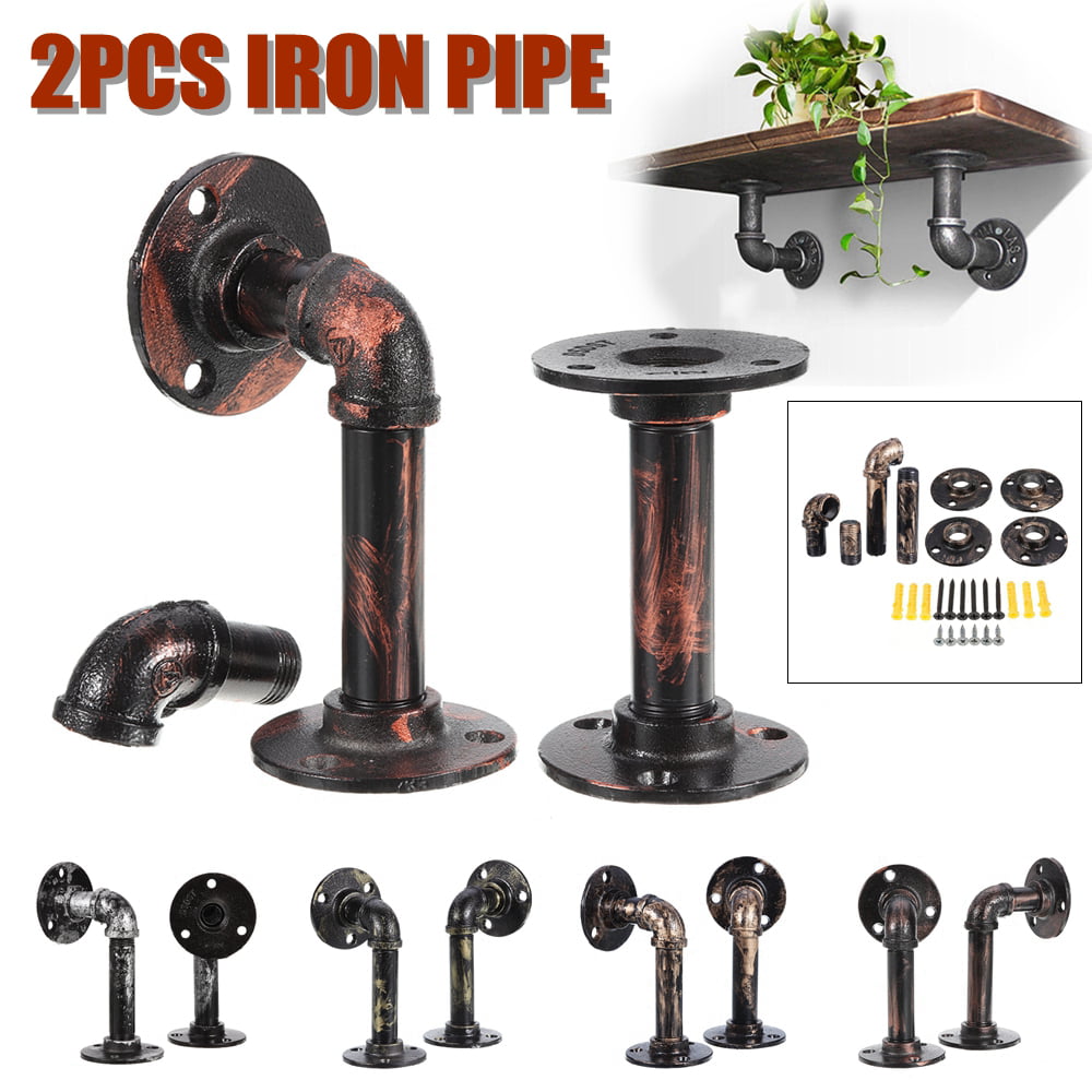 11.2 Inch Industrial Pipe Shelves with All Accessories Needed 6 pcs Black Steel Pipe Shelf Bracket for Wood Floating Shelf Vintage Look Pipe Bracket 11.2 Inch Shelf Not Included 11.2 INCH