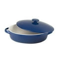 thumbnail image 2 of 10 Strawberry Street Sienna Covered Casserole 10" and 7" Stoneware Bakeware Set of 2, Blue, 2 of 6