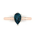 thumbnail image 2 of 1.0ct pear cut natural london blue topaz 14k rose gold Bridal Wedding Engagement Promise Anniversary Ring for Women size 9.5, 2 of 7