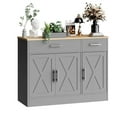 thumbnail image 1 of Walsunny Sideboards Buffets Cabinet Table 42.5" with 2 Drawers 3 Doors Adjustable Shelf Farmhouse Coffee Bar Cabinet with Storage for Kitchen Living Room Dining Room Gray, 1 of 9