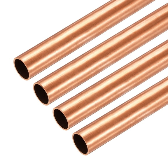 Uxcell Copper Round Tube, 14mm OD x 0.5mm Wall Thickness x 100mm(4") Length Pure Copper Tube Seamless Metal Straight Pipe Tubing for DIY Crafts Industry Construction(Pack of 4)