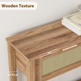 thumbnail image 3 of EDTara Boho Rattan Console Table with 2 Drawers & 2 Tiers, Reclaimed Caramel Oak Entryway Sofa Table, Storage Hallway/Foyer Table for Home Décor, 3 of 6