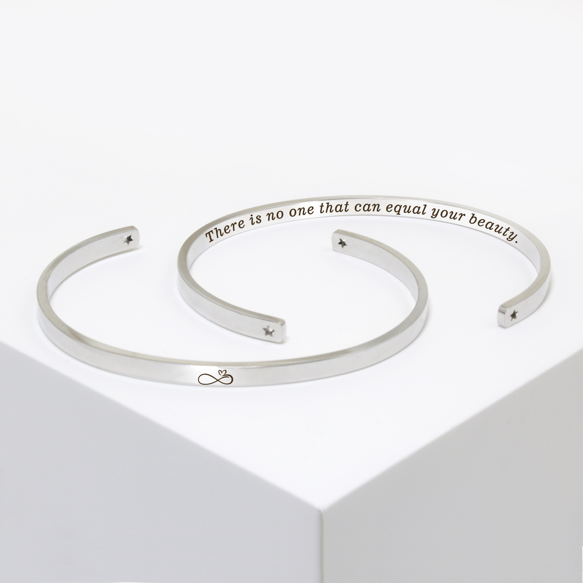 "There is no one…" Adjustable Silver Stainless Steel Cuff Bangle Mother's Day Gift Set