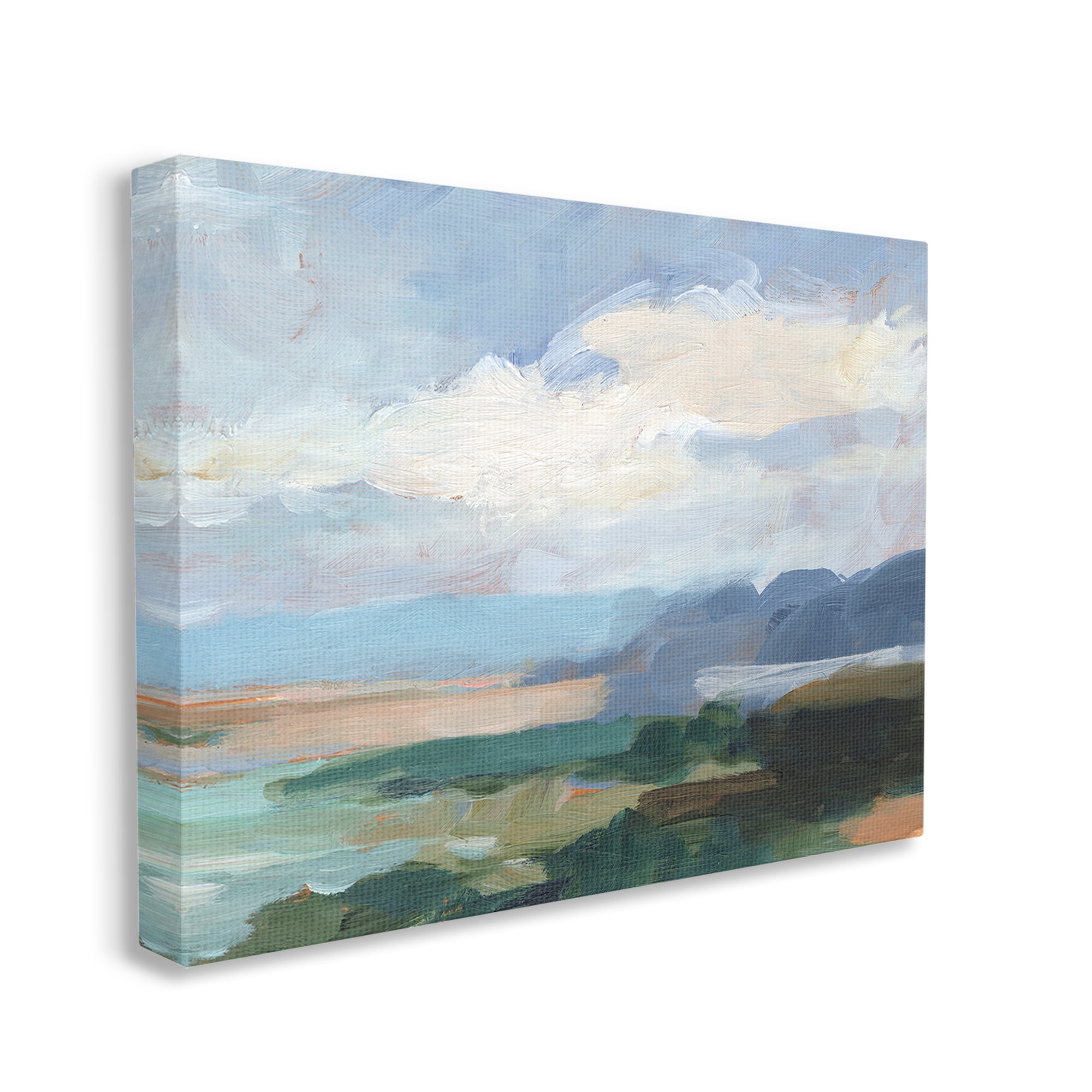 Stupell Industries Traditional Cloudy Beach Landscape Painting Gallery Wrapped Canvas Art Print Wall Art, 20 x 16