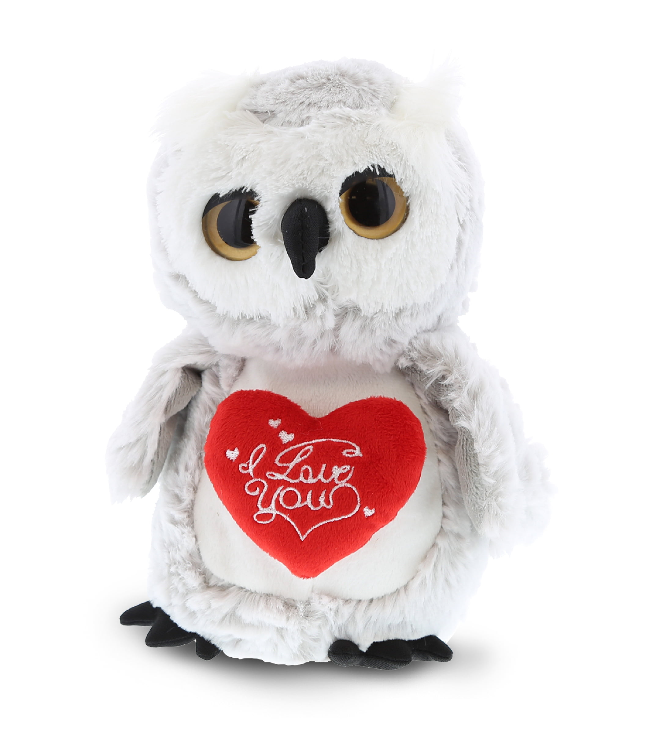 DolliBu I Love You Heart Plush Big Eye Owl Bird Stuffed Animal - 9 inches -  