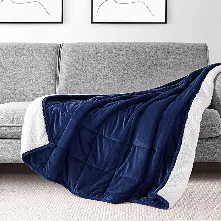 HBlife Sherpa Fleece Weighted Blanket for Adults Oeko Tex Certified 20 lbs Thick Fuzzy Bed Blanket Heavy Reversible Soft Fleece Blanket with Premium