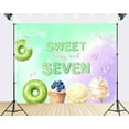 thumbnail image 2 of Donut 7th Birthday Backdrop Sweet Sassy and Seven Cake Ice Cream Photography Background for Girls Seven Birthday Party Decorations Banner Supplies Photo Booth Props, 2 of 3