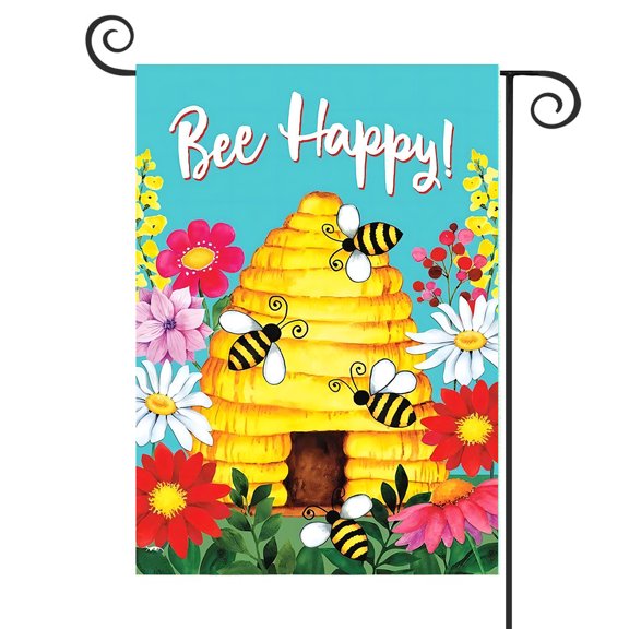 DMERBYL Bee Happy Garden Flag Beehive 12.5" x 18"