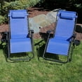 thumbnail image 3 of Sunnydaze XL Folding Zero-Gravity Chair with Pillow and Cup Holder - Set of 2 Navy Blue, 3 of 7