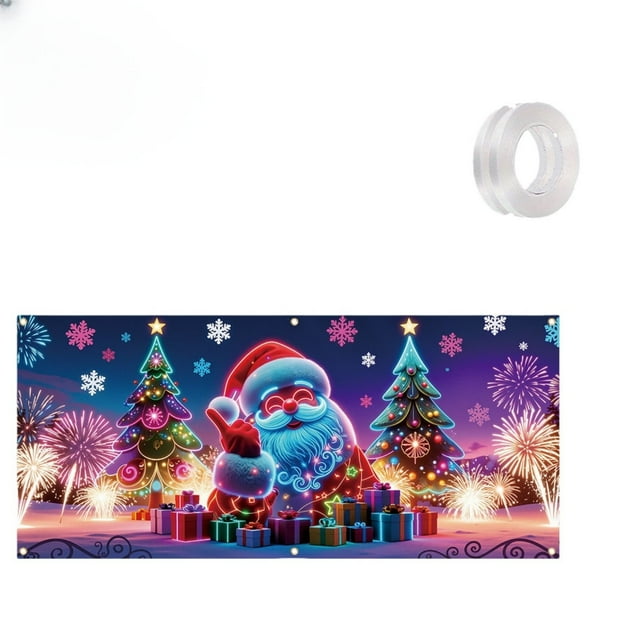 Couverture de Porte de Garage Fluorescente, Rideau en Vinyle Robuste avec Résistance à la Température, Barrière en PVC Flexible pour la Séparation et la Protection de l'Environnement, Décoration de Noël