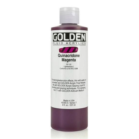 Goldenļæ½ Fluid Acrylic, 8 oz., Quinacridone Magenta