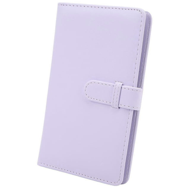 3 Inch 108 Pockets Photo Album PU Leather Mini Photo Album for Movie Tickets Business Cards Iris Purple
