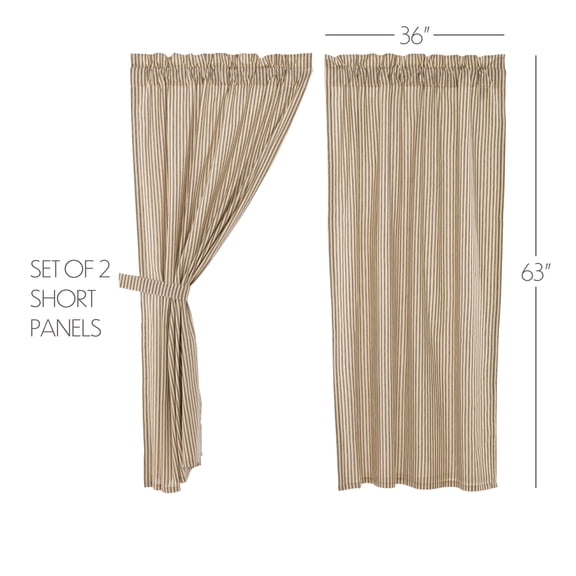 VHC Brands Sawyer Mill Ticking Striped Cotton Farmhouse Curtains Rod Pocket Tie Back(s) Panel Pair, Charcoal
