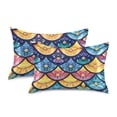 thumbnail image 2 of Flowers in Fish Scales Satin Pillowcase Envelope Design Pillow Covers 1 Pack Queen Size 20" x 30", 2 of 9