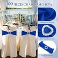 thumbnail image 5 of 100 Pcs Spandex Chair Sashes with Heart Shaped Buckle Slider Stretch Chair Cover Band Universal Elastic Ties for Wedding Banquet Event Party Decoration(Royal Blue), 5 of 8