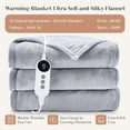 thumbnail image 6 of WISHEAD Electric Heated Blanket with 9 Heat Settings & 4 Auto-Off Timers, Dual-Sided Flannel Throw for Full Bed, Machine Washable, ETL & FCC Certified, 72"x84", Light Gray, 6 of 7